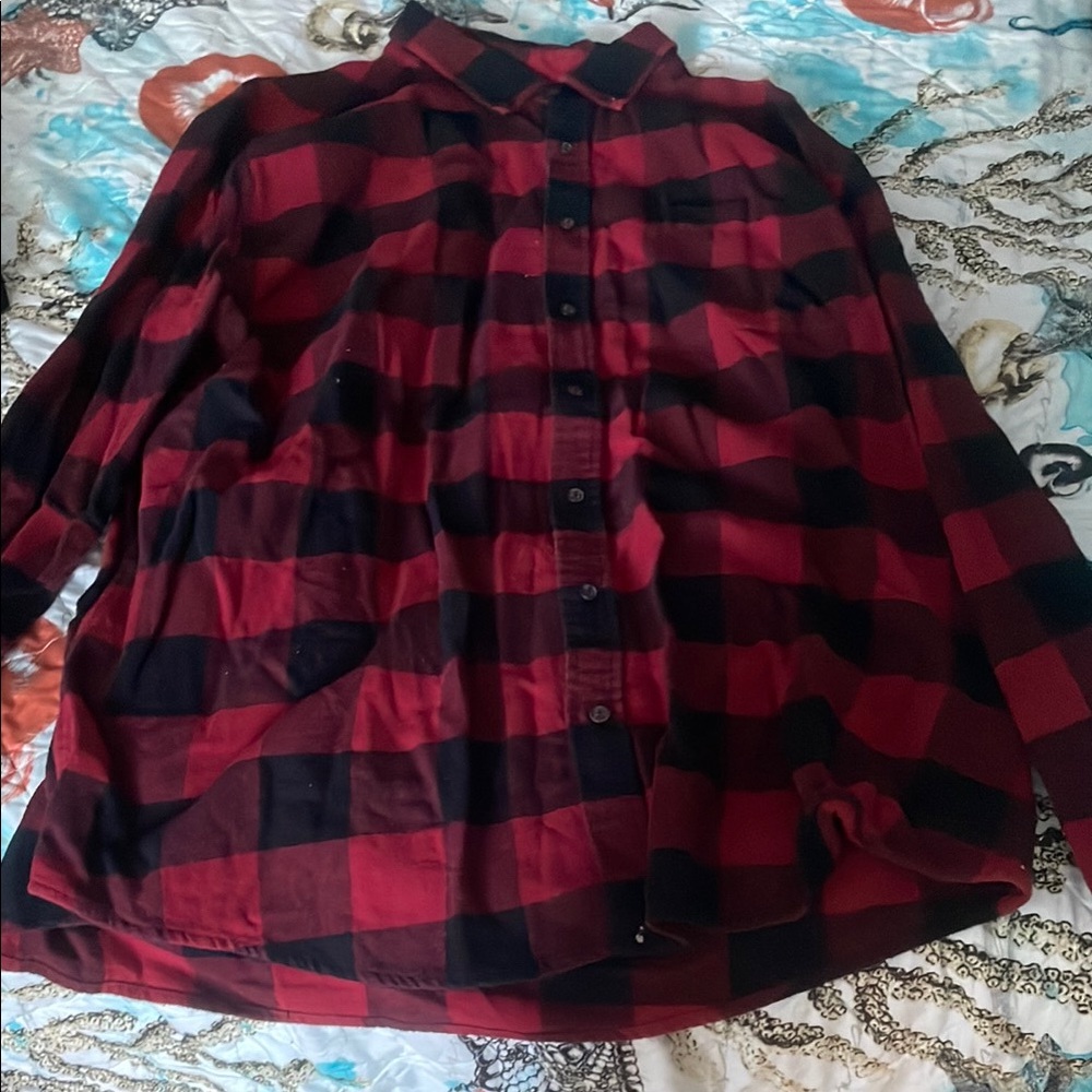 Women's Red and Black Plaid Shirt